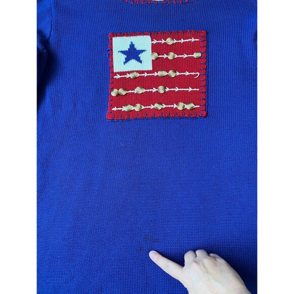 Quacker Factory Sweater Womens L American Flag Button Embroidery Granny Core - Picture 3 of 7